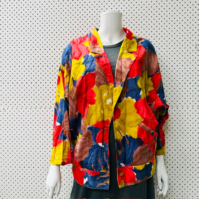 1980s nz vintage / CINNAMON / MISS DEB / colourful batwing jacket / free size (3915983798800552244)