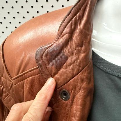 1980s 1990s nz vintage / MARCOL / brown leather jacket / L (3915983854700043752)