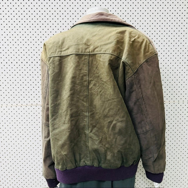 1980s/1990s vintage / Hunt Club soft leather vintage flight bomber jacket / L (3915983870926798680)