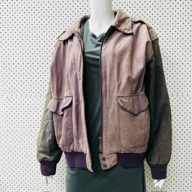 1980s/1990s vintage / Hunt Club soft leather vintage flight bomber jacket / L (3915983874353359992)