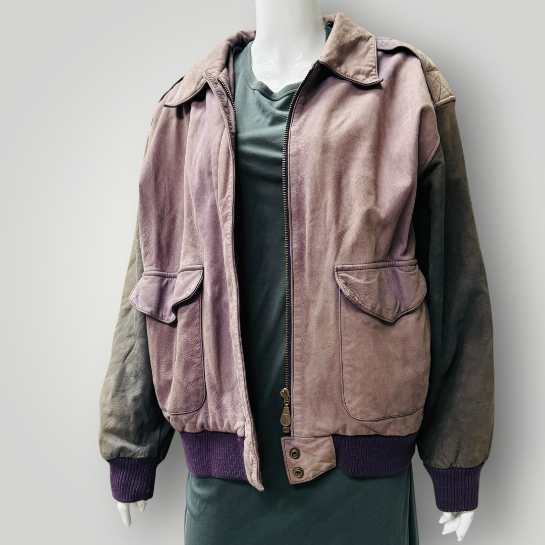 1980s/1990s vintage / Hunt Club soft leather vintage flight bomber jacket / L (3915984194189878843)