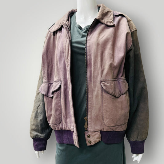 1980s/1990s vintage / Hunt Club soft leather vintage flight bomber jacket / L (3915984194189878843)