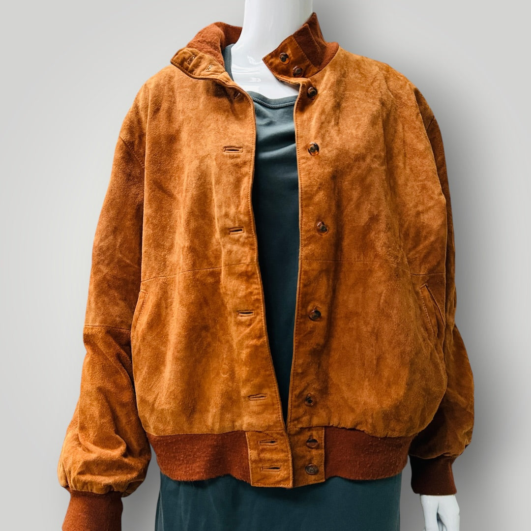 1980s vintage / suede bomber jacket / 40 (3915984197462515590)