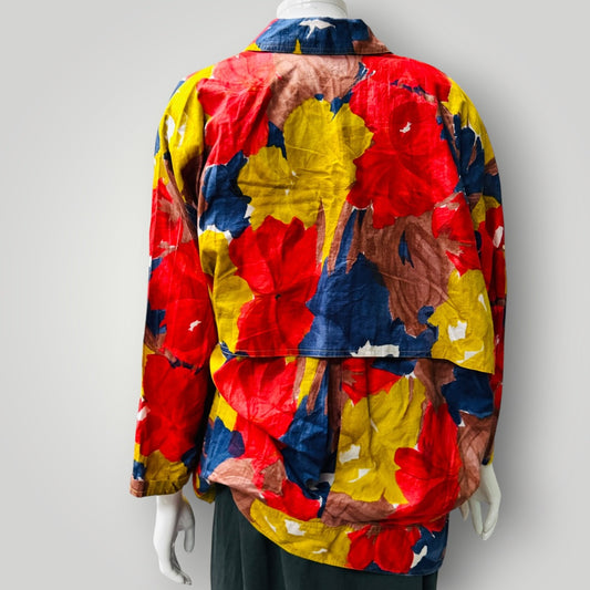1980s nz vintage / CINNAMON / MISS DEB / colourful batwing jacket / free size (3915984222545455998)