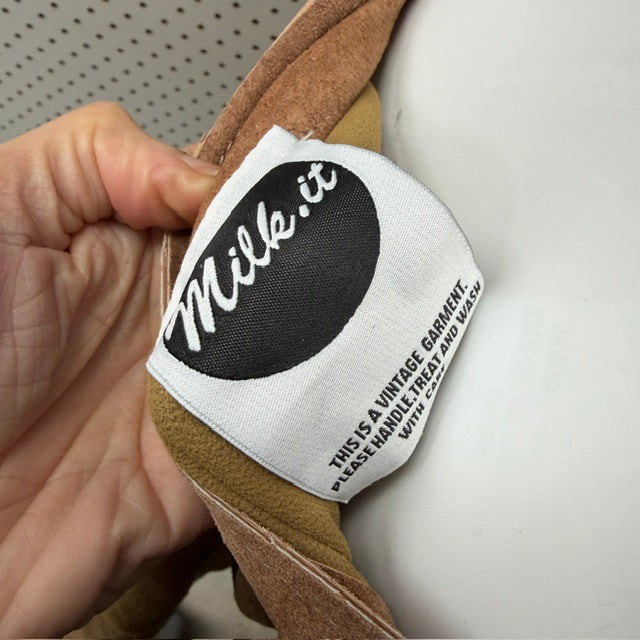 Milk It / brown suede leather mini skirt / s (3916143206483076320)
