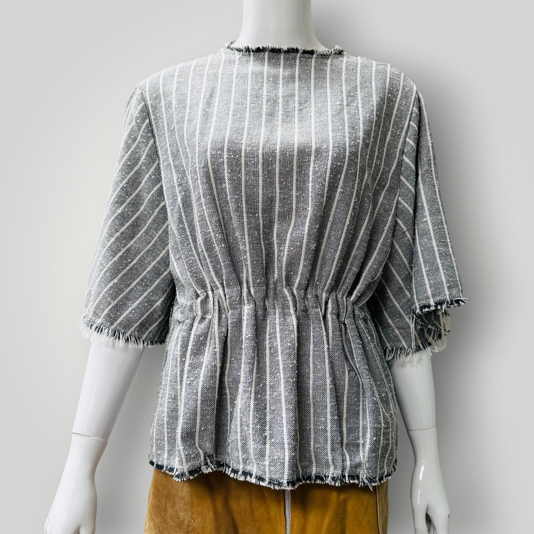 GEORGIA ALICE / cinched waist linen top / s (3916143583529568241)