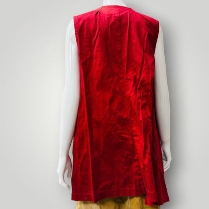 2000s nz vintage / MILD RED / draped sleeveless vest / m (3916143622537839807)