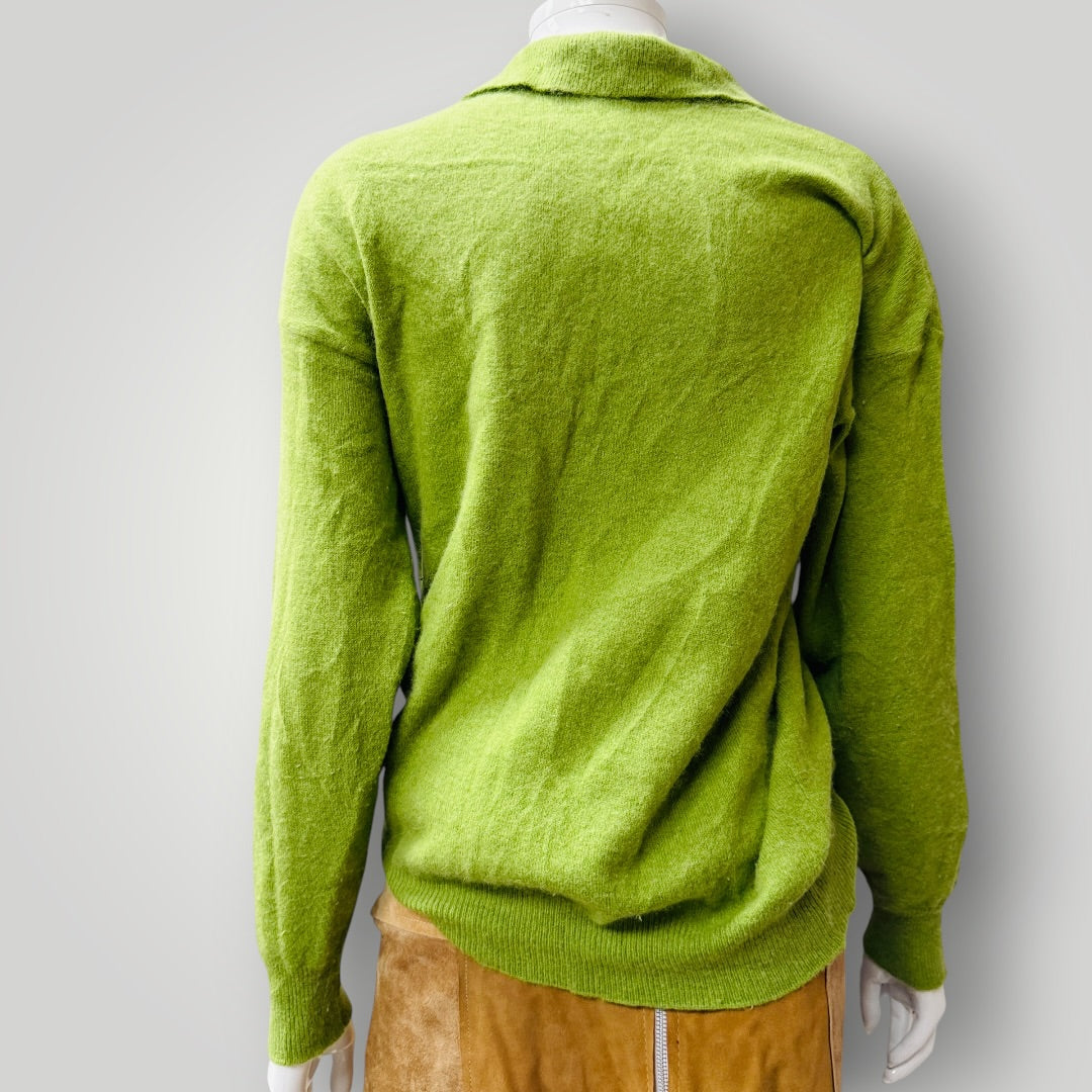 1990s nz vintage / lambswool angora polo jumper / s / made in nz (3916143627894378088)