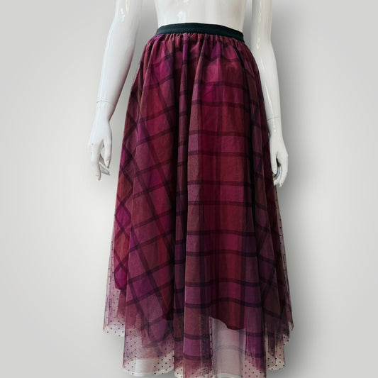 patterned / tulle skirt / red / s (3916551942183605844)