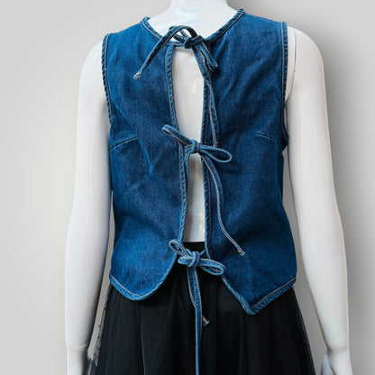 MISSGUIDED / Tie Front Sleeveless Denim Top / m (3916551952115413831)
