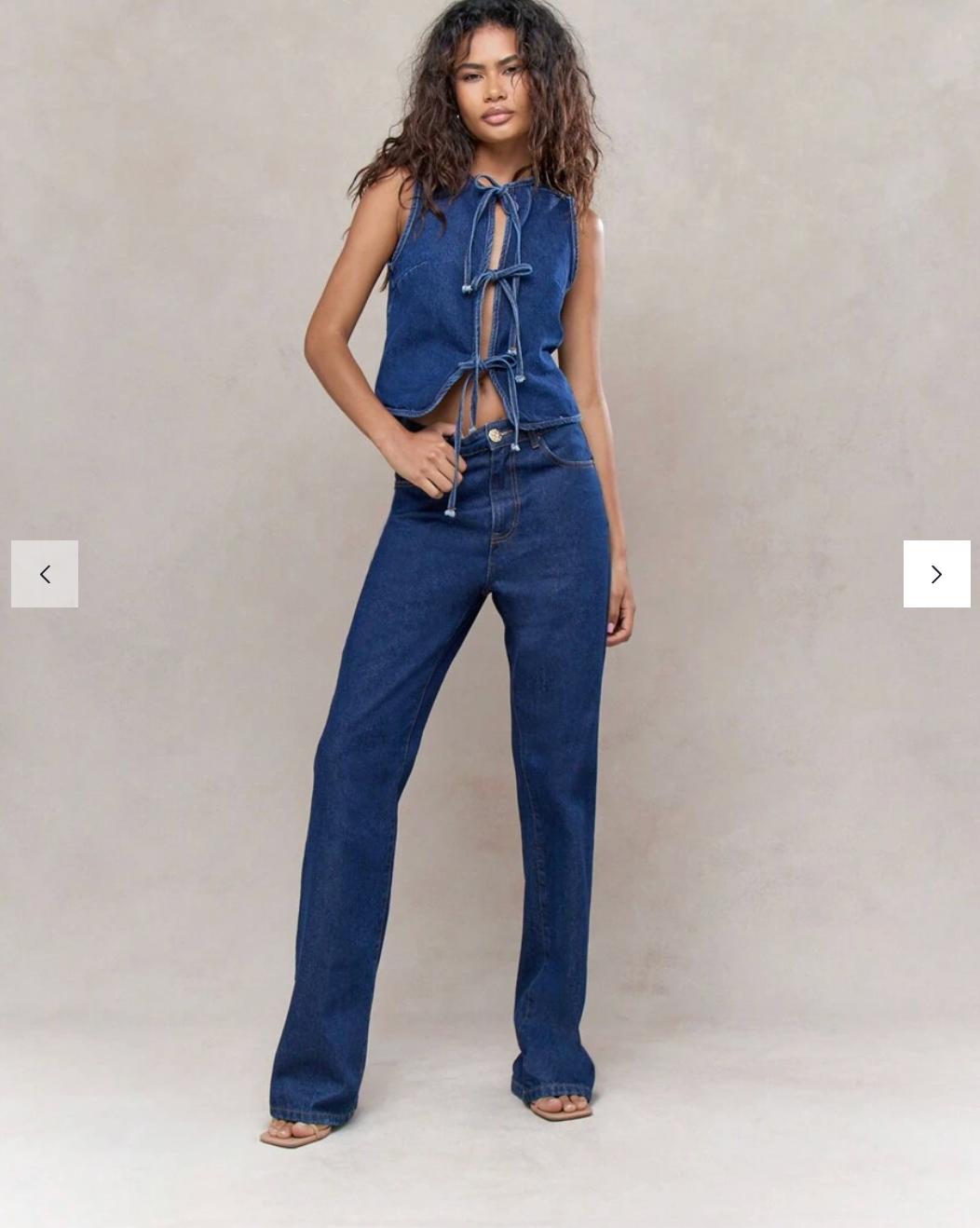 MISSGUIDED / Tie Front Sleeveless Denim Top / m (3916554008301366939)
