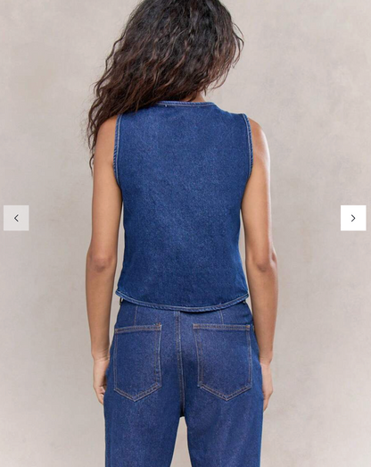 MISSGUIDED / Tie Front Sleeveless Denim Top / m (3916554013985471051)