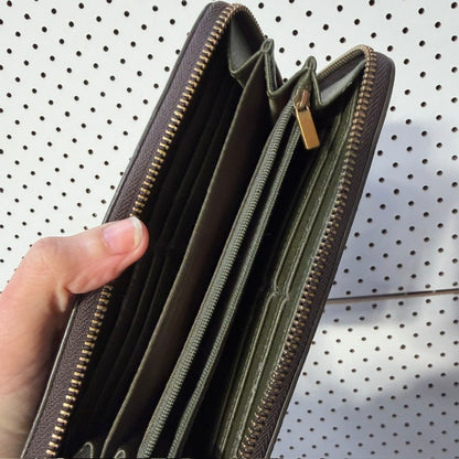 FOSSIL / Logan Zip Around Clutch Wallet / green leather (3916639276014866984)