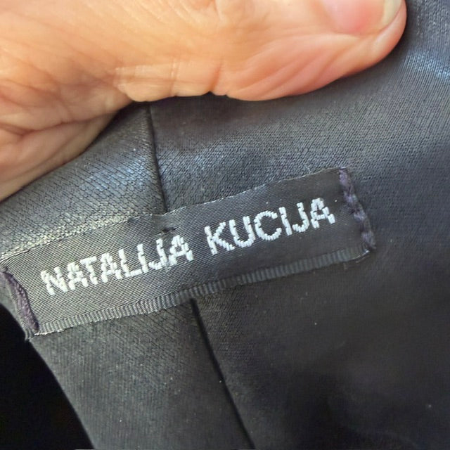 Y2k nz vintage / Natalija Kucija / black flared shorts w wide waistband / 10 (3916639391665274151)