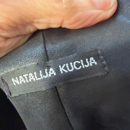 Y2k nz vintage / Natalija Kucija / black flared shorts w wide waistband / 10 (3916639391665274151)