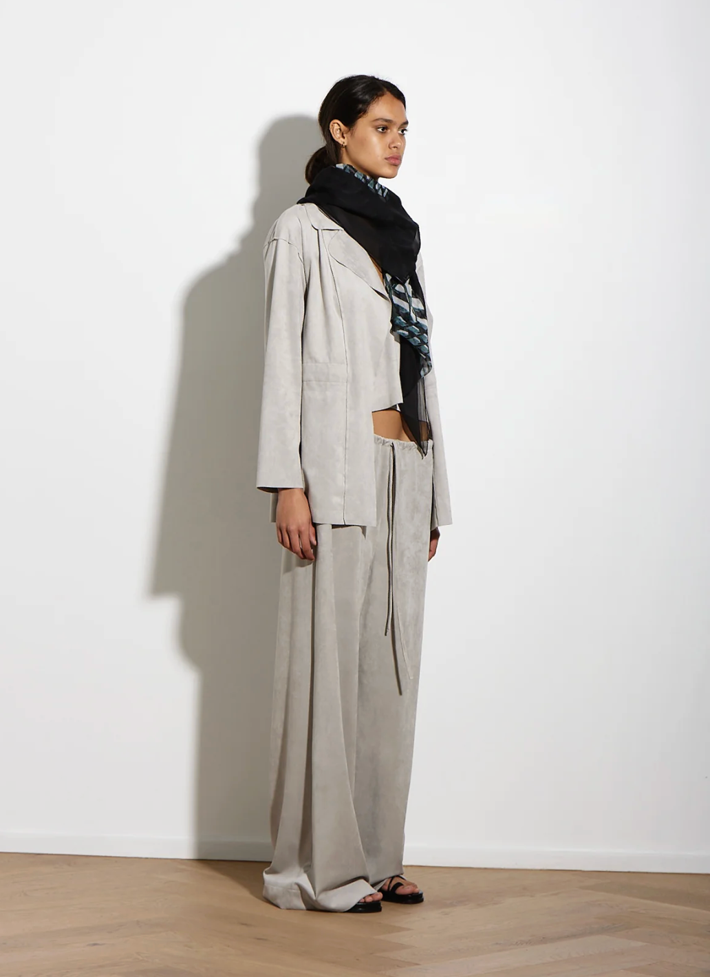KNUFERMANN / white drawstring slouchy pants / s (3916648489673109890)