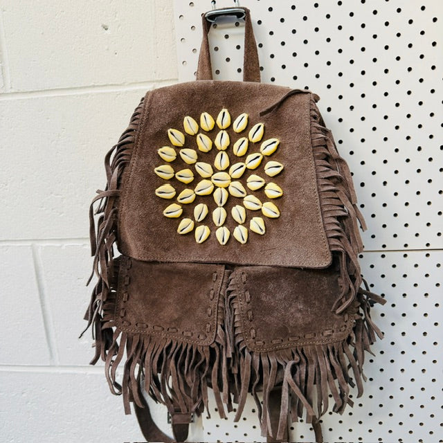 1990s nz vintage / FLORIAN / suede leather backpack / made in nz (3916725187284653795)
