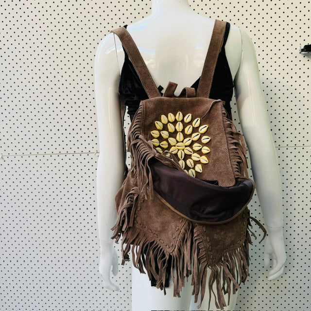 1990s nz vintage / FLORIAN / suede leather backpack / made in nz (3916725194021687954)