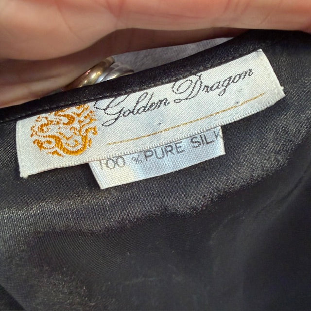 GOLDEN DRAGON / pure silk / black tank / s (3916725269656754762)
