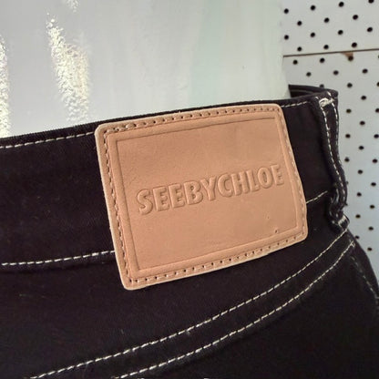 SEE BY CHLOÉ / high Rise Denim Skirt / black / 38 (3916725271241481533)