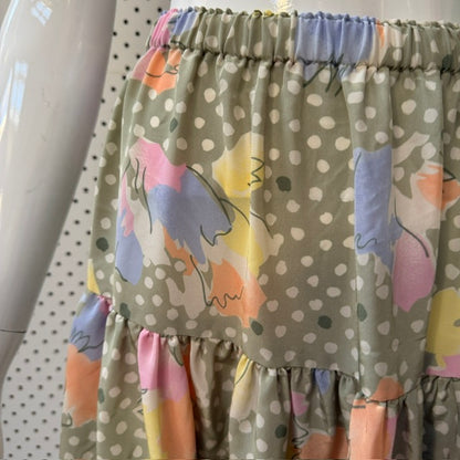 1980s nz vintage / patterned drop waist skirt  / s (3916725326372870273)