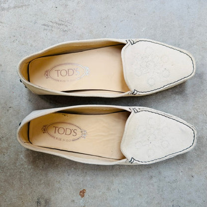 Tod's / loafers / off-white suede / 37.5 (3916725435540884536)