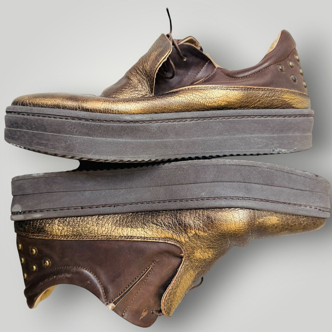 FORTE / gold platform sneakers / 41 / made in italy (3916725693363224971)