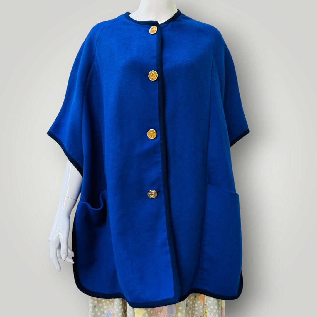 ANDREA MOORE / bright blue wool overjacket / s (3916725742997193442)