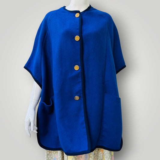 ANDREA MOORE / bright blue wool overjacket / s (3916725742997193442)