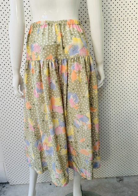 1980s nz vintage / patterned drop waist skirt  / s (3916763134273635994)