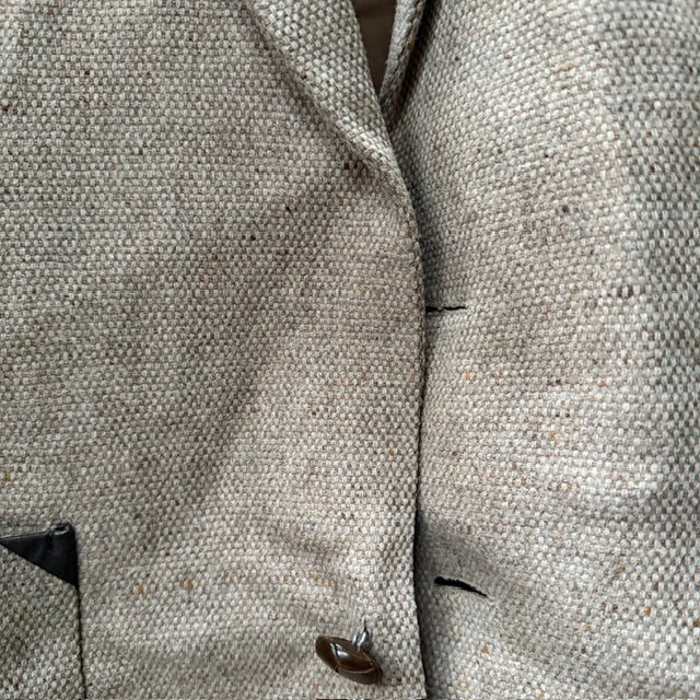 1960s nz vintage / GUARDSMAN / tweed wool blazer with leather accents / L (3917090925365844647)