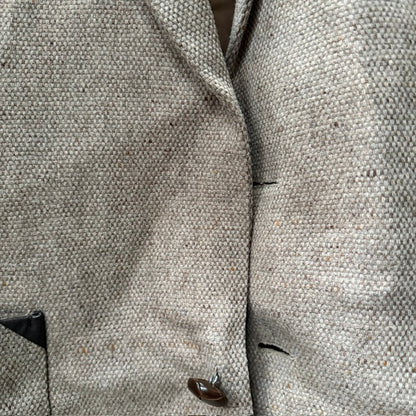 1960s nz vintage / GUARDSMAN / tweed wool blazer with leather accents / L (3917090925365844647)