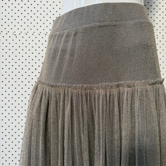 TAKING SHAPE / Gathered Tulle Skirt in Gold/Pewter / 16 (3917188315995686821)