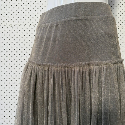 TAKING SHAPE / Gathered Tulle Skirt in Gold/Pewter / 16 (3917188315995686821)