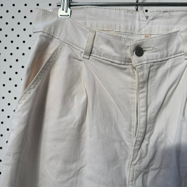 LEVI'S / pleat front wide legged jeans / white / 30 (3917188372372958787)