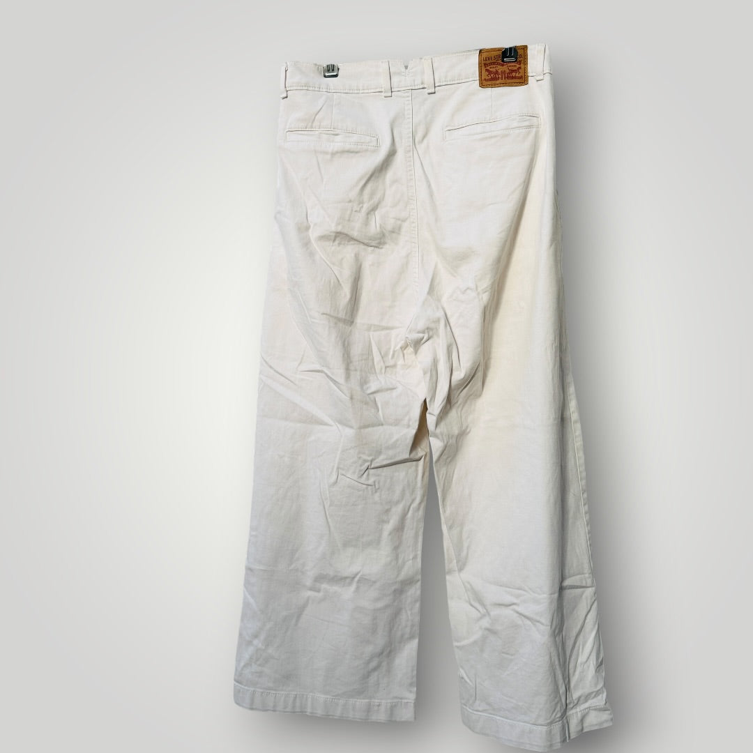 LEVI'S / pleat front wide legged jeans / white / 30 (3917188571058772030)