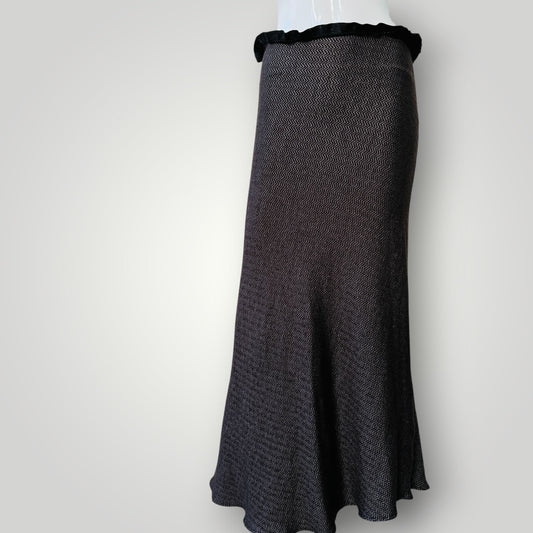 1990s vintage / ZAMBESI / herringbone maxi skirt / 12 / made in nz (3917188578923554317)
