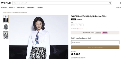 WORLD / midnight garden skirt in silk / s / made in nz / $699rrp (3917261215593008381)