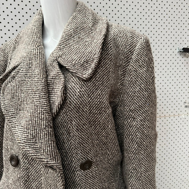 1990s vintage / Laura Ashley /  tweed herringbone wool coat / M/L (3917331724611235301)