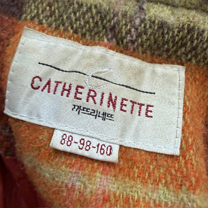 korean vintage / CATHERINETTE / plaid wool coat / s/m (3917331742263938801)