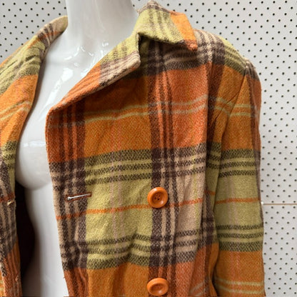korean vintage / CATHERINETTE / plaid wool coat / s/m (3917331747177065049)