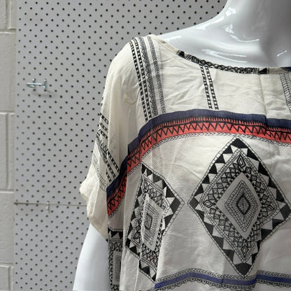 MAX / floaty silk top with geometric print / s/m (3917331789684906554)