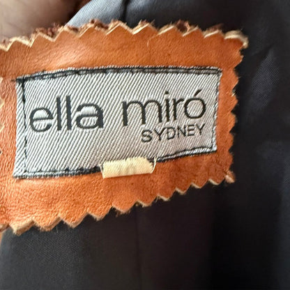 1980s aussie vintage / ELLA MIRO SYDNEY / tan leather biker jacket / s (3917331812760234182)