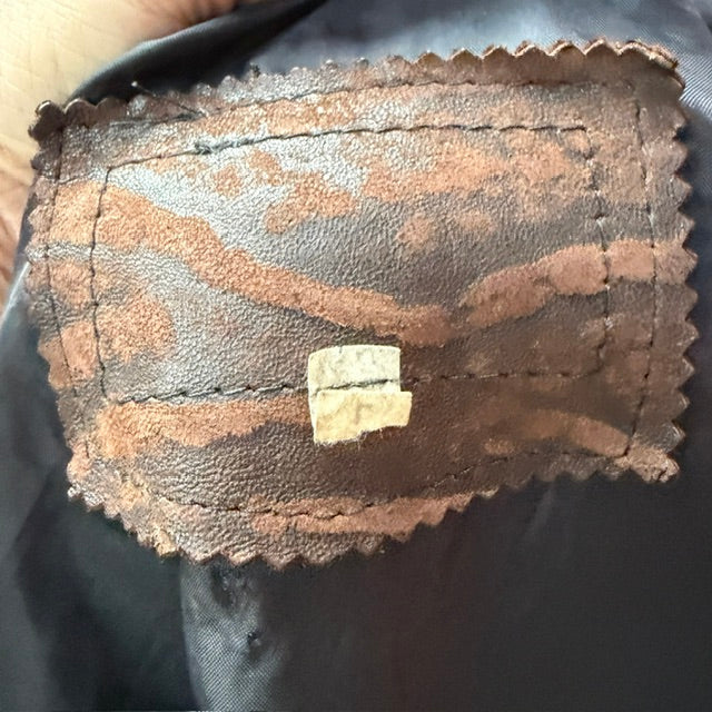1980s vintage / brown leather biker jacket / L (3917331837817803730)