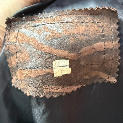 1980s vintage / brown leather biker jacket / L (3917331837817803730)