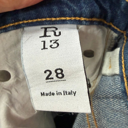 R13 / High Rise Camille jeans / shredded double hem / 28 / made in italy (3917331880200463808)