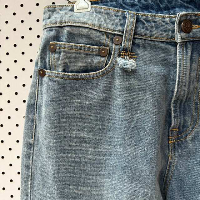R13 / High Rise Camille jeans / shredded double hem / 28 / made in italy (3917331895418123974)