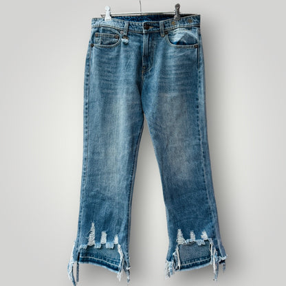 R13 / High Rise Camille jeans / shredded double hem / 28 / made in italy (3917331935760254479)