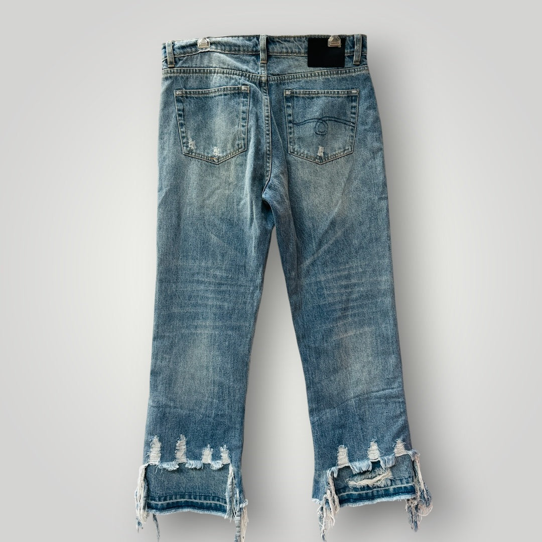 R13 / High Rise Camille jeans / shredded double hem / 28 / made in italy (3917331940405981798)