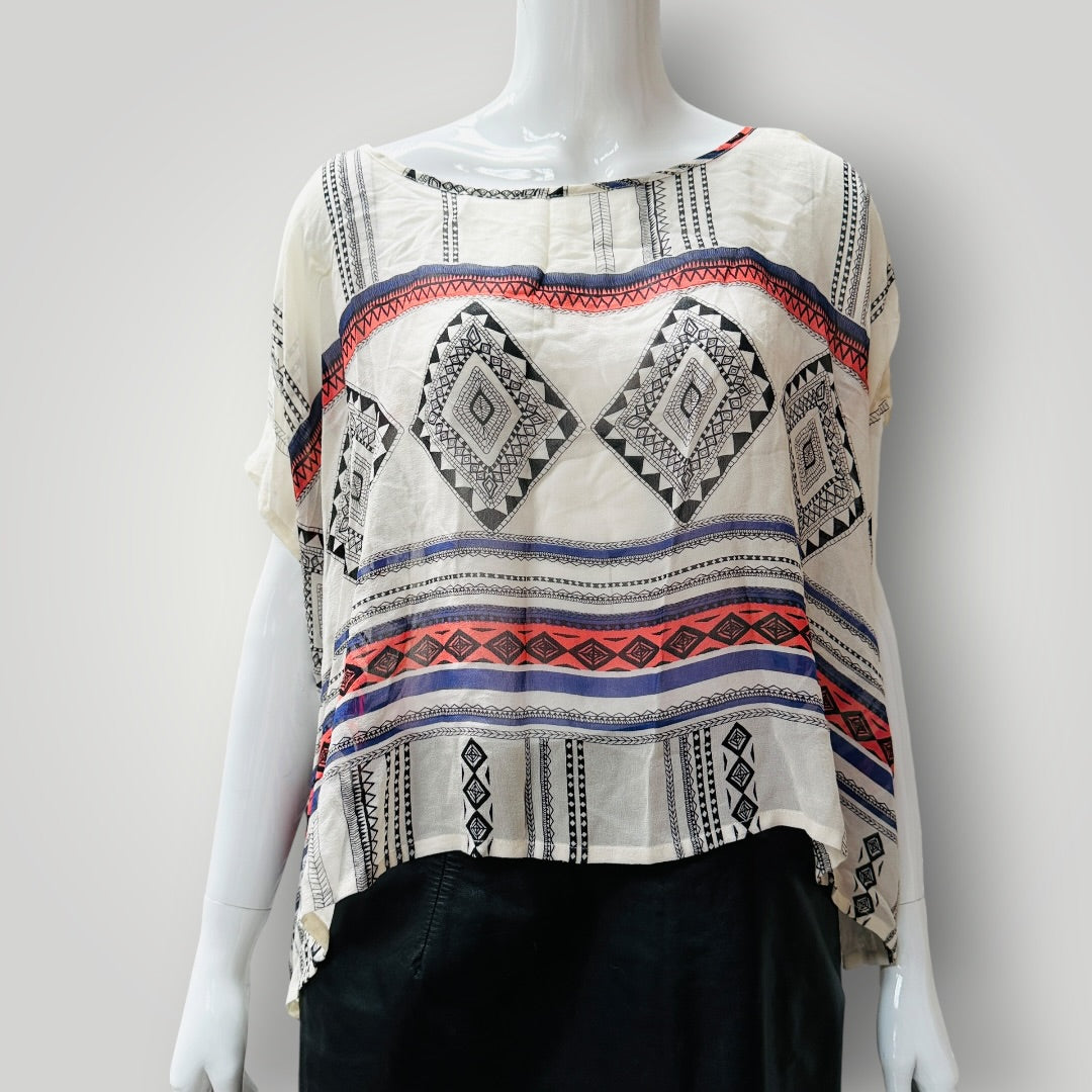 MAX / floaty silk top with geometric print / s/m (3917331972295654449)